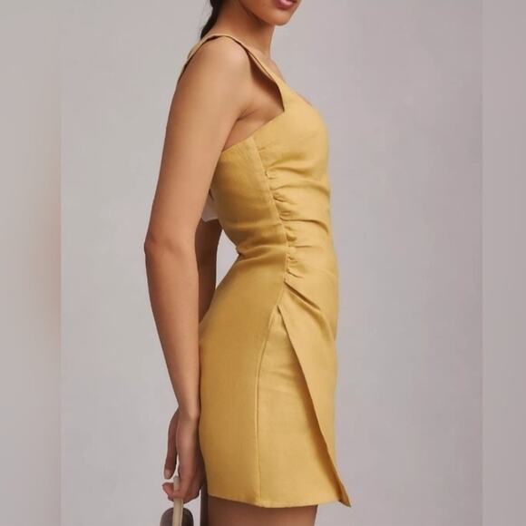 Reformation Women’s Kerrigan Linen Tank Dress in Tuscan Sun Mustard Yellow Sz 0 - Picture 12 of 12